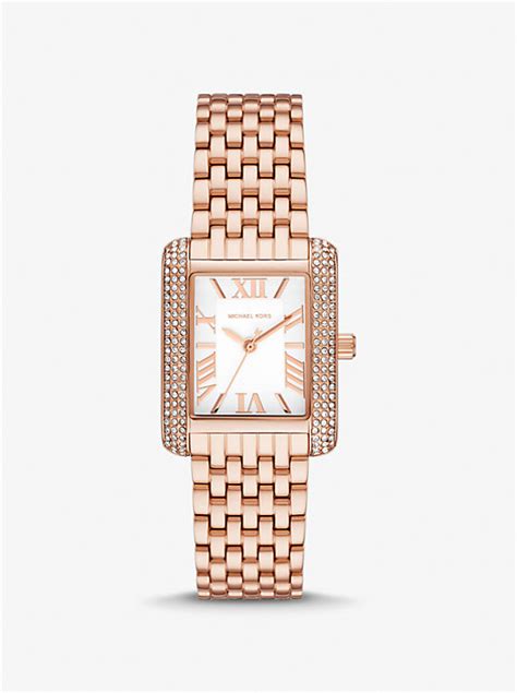 michael kors 4375 watch rectangular|Petite Emery Pavé Rose Gold.